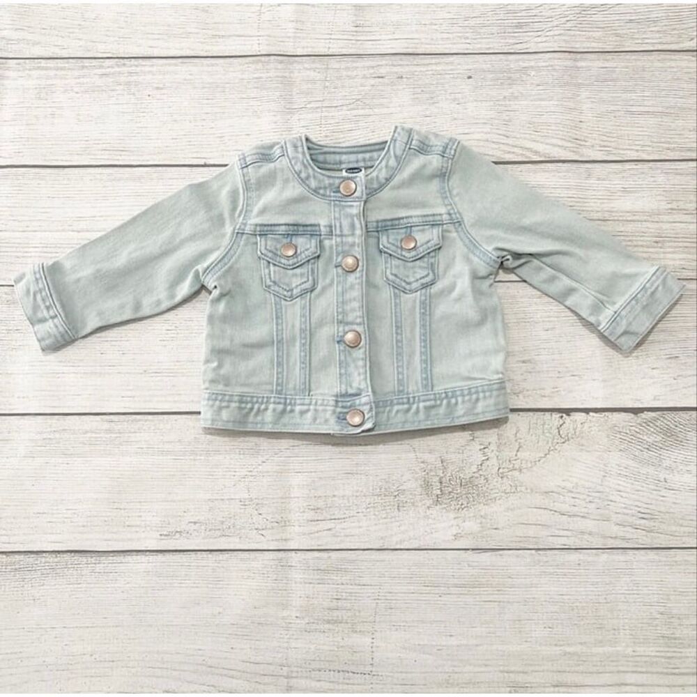 Old Navy Baby Light Wash Denim Jacket Button Front Closure 6-12 Months